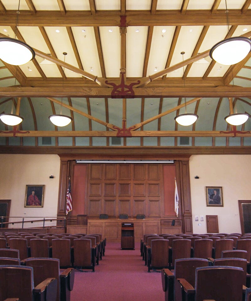 with raked seating and judges' bench