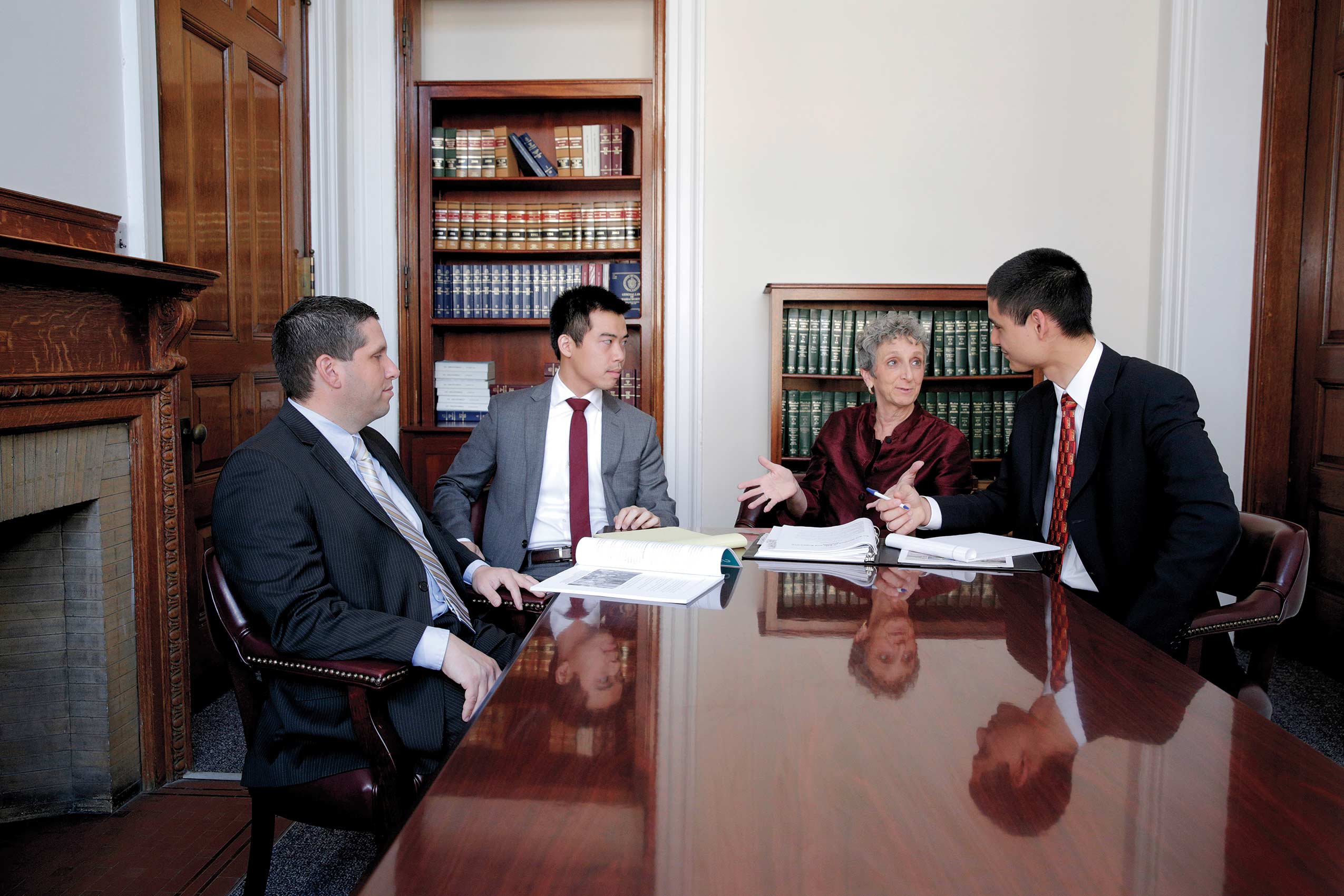 Photo of members of Election Law Clinic meeting with elected officials