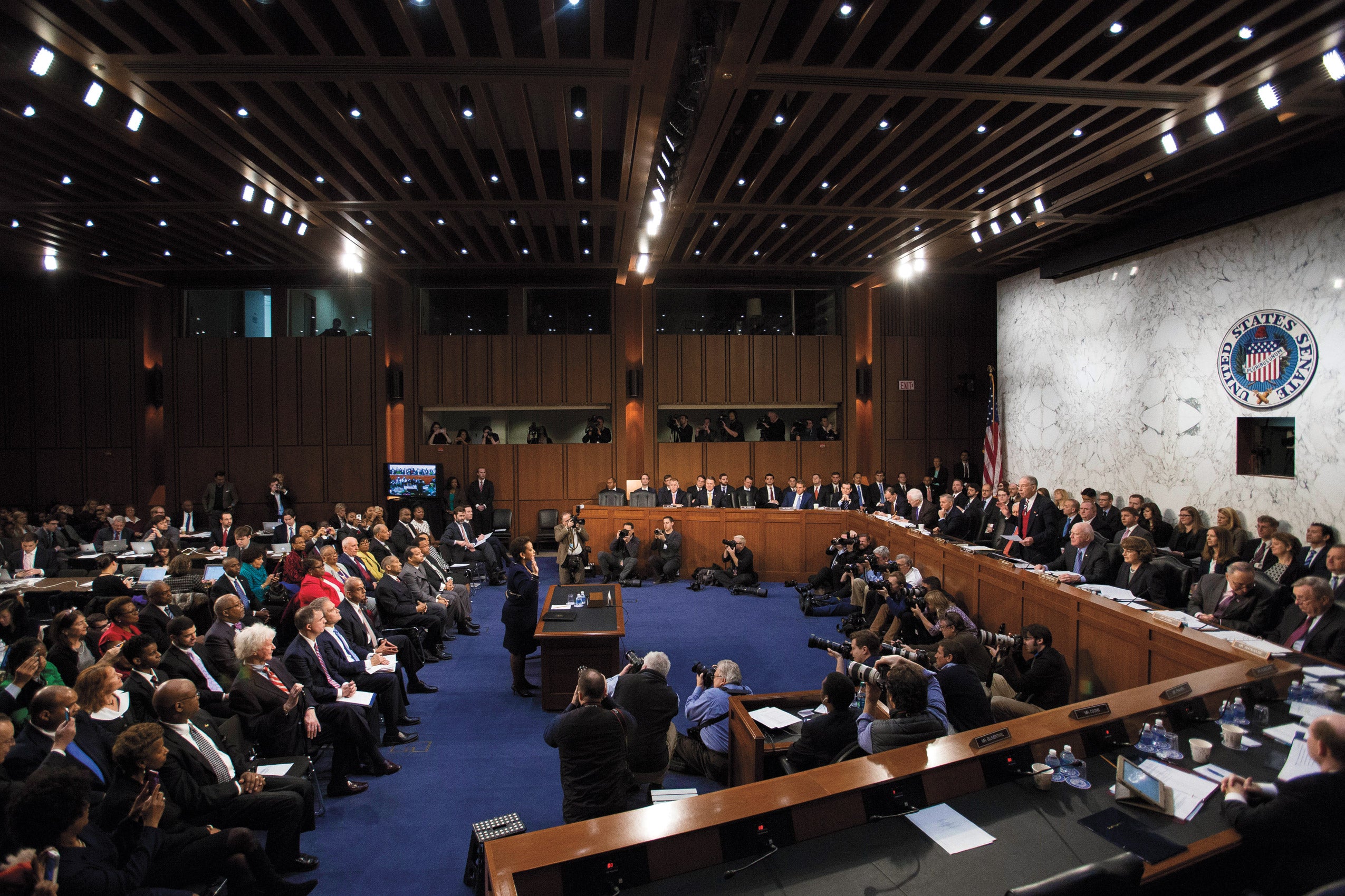 Loretta Lynch testifying before the Senate Judiciary Committee