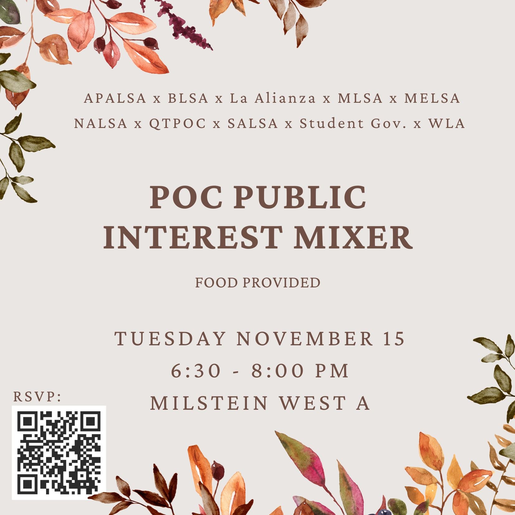 POC Public Interest Mixer Flyer with Fall Motiff Theme