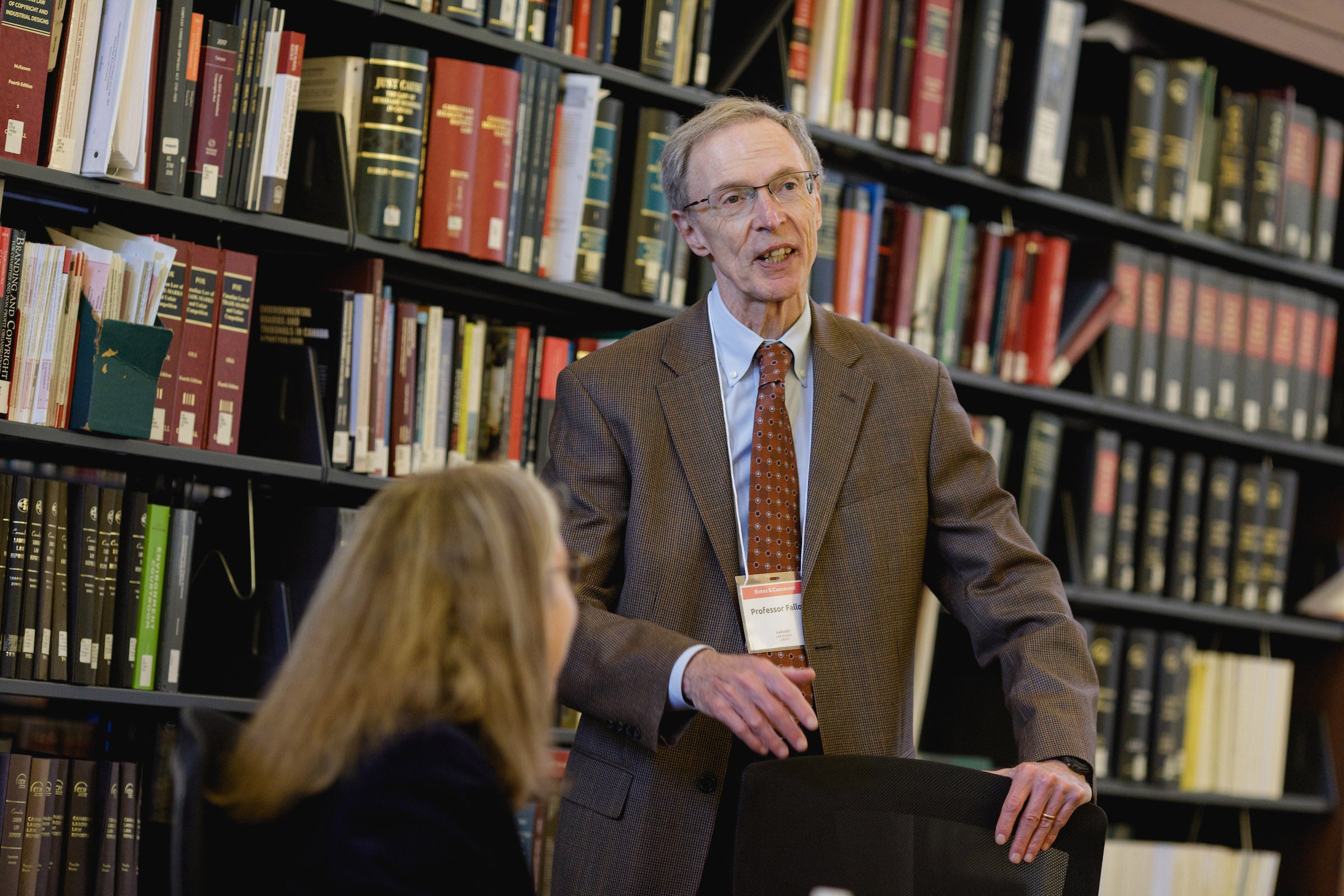 Richard Fallon speaking with Susannah Barton Tobin.