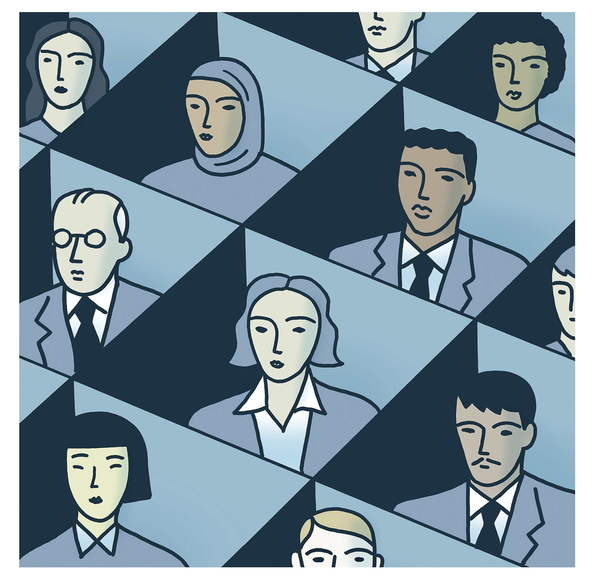 Illustration of people in cubicles