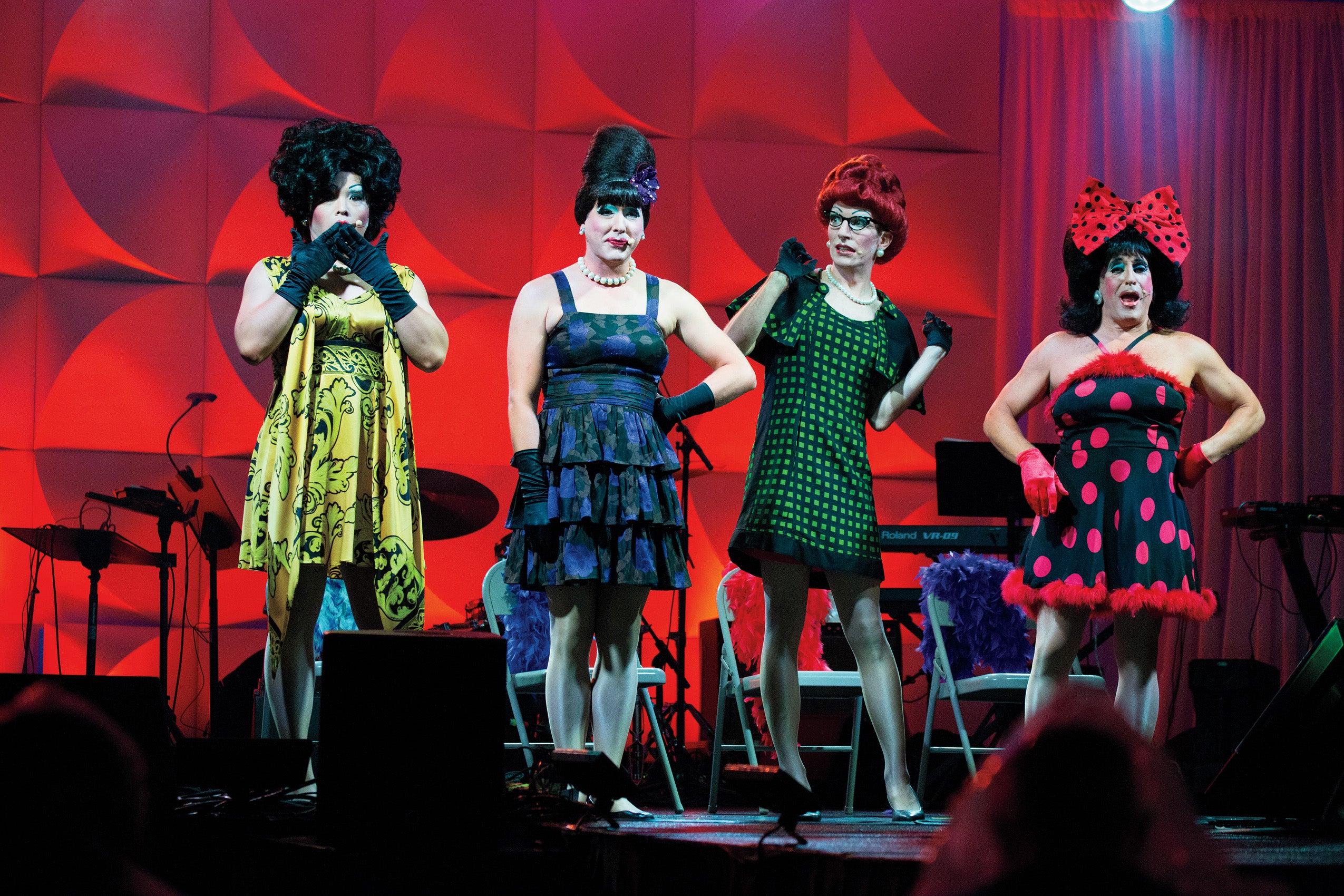 Kinsey Sicks performing in front of a packed crowd during the HLS in the Arts