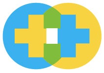 Illustration of two interlocking plus signs within circles