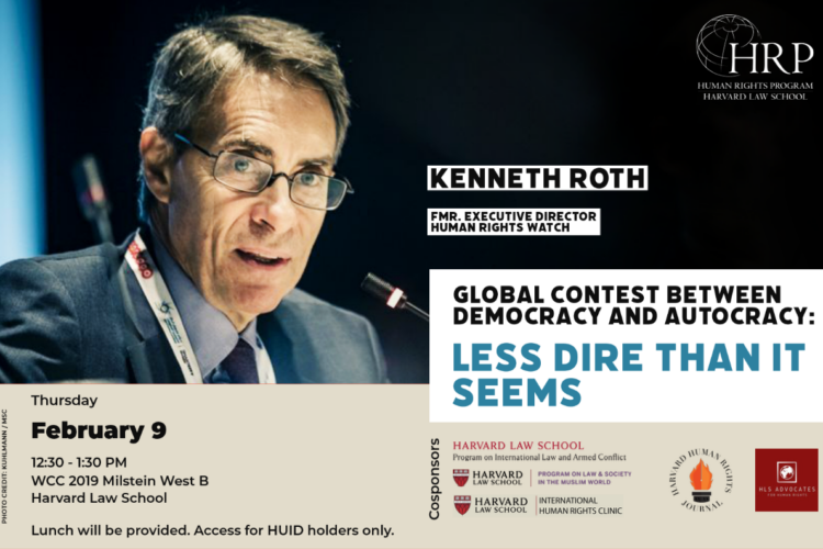 Image thumbnail for Kenneth Roth at HLS – Global Contest between Democracy and Autocracy: Less dire than it seems