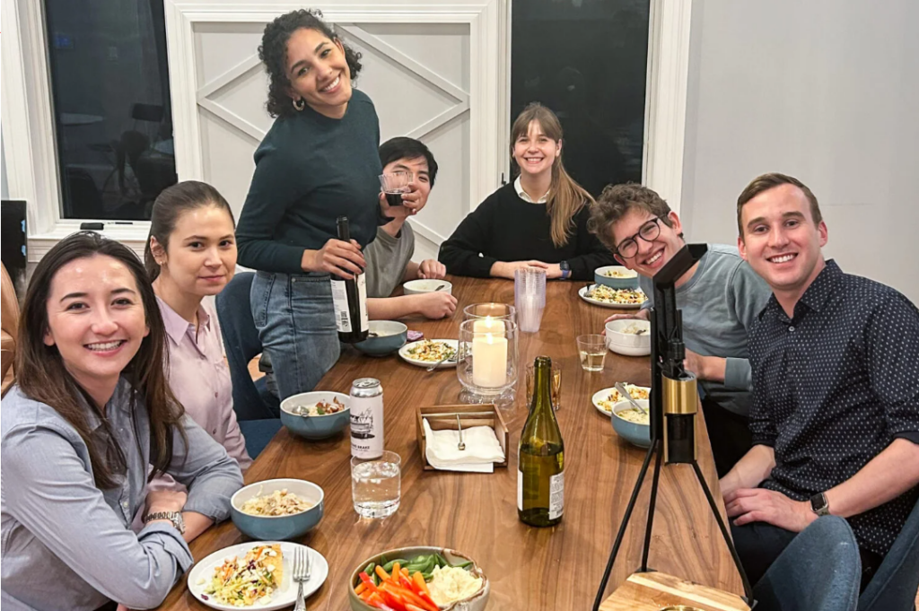 classmates gather together for dinner