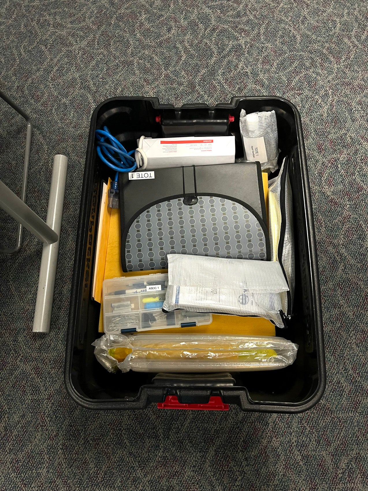 A box containing supplies