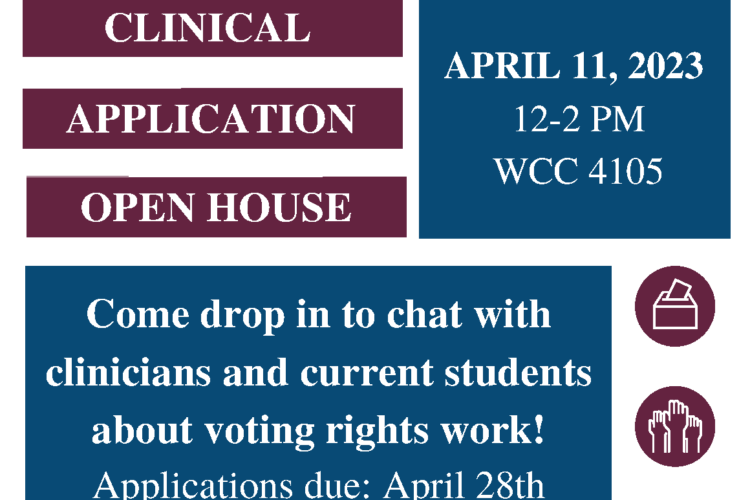 Image thumbnail for Election Law Clinic Application Open House