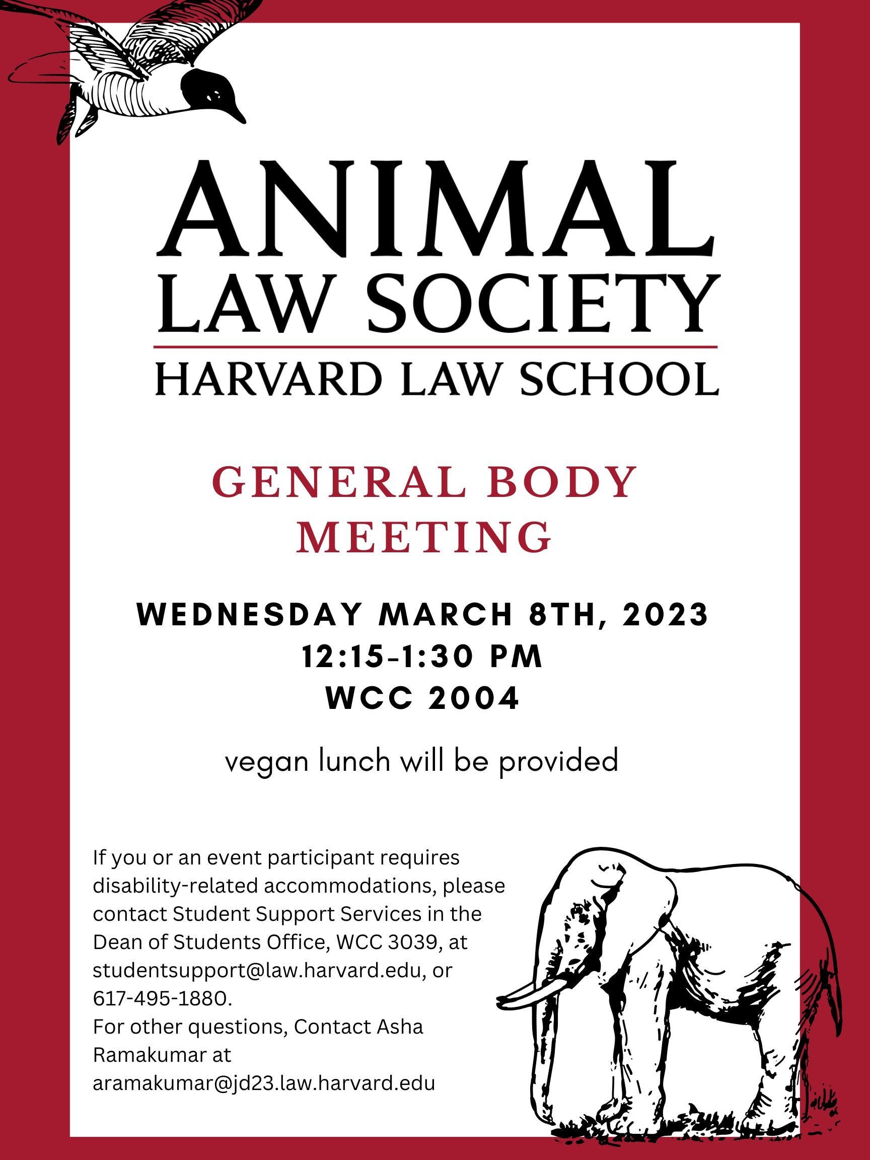 Animal Law Society General Body Meeting - Harvard Law School | Harvard Law  School