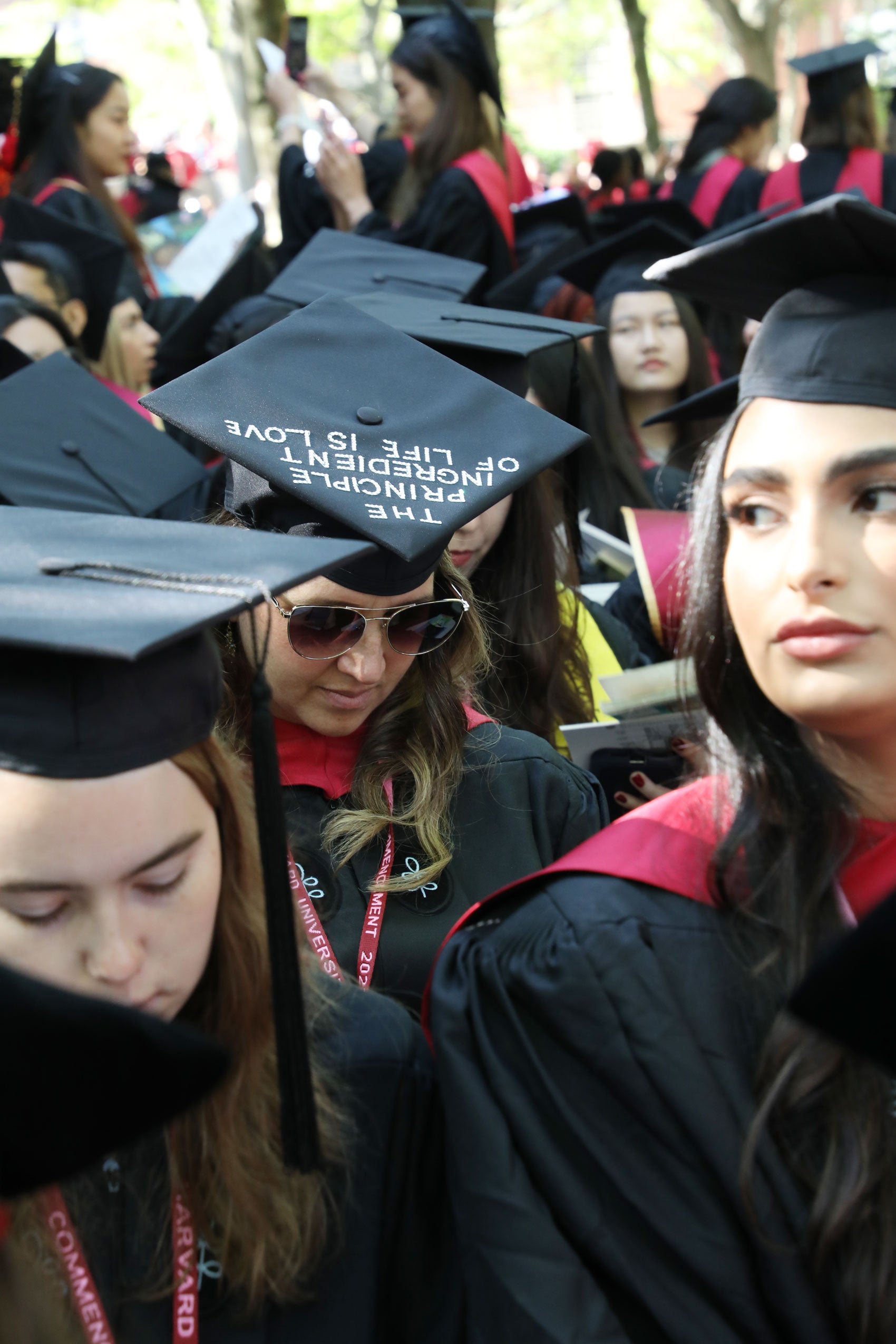 Graduate cap reads, The principle ingredient of life is love
