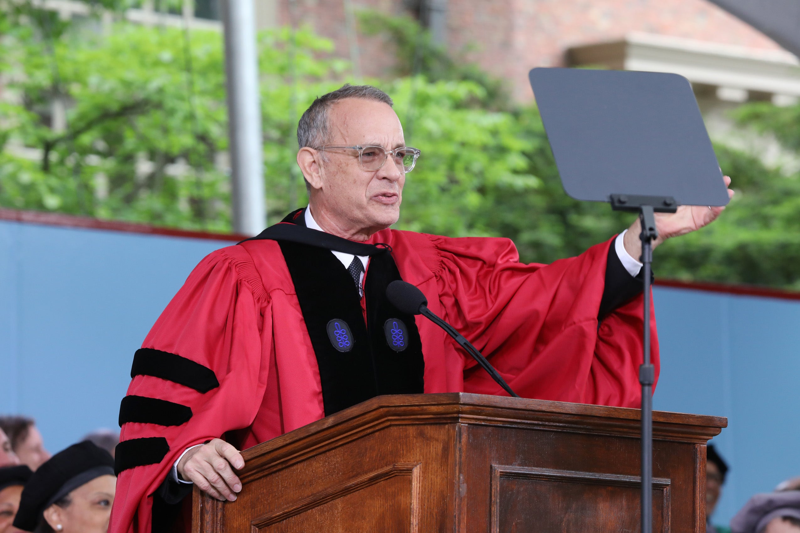Tom Hanks speaking at commencement
