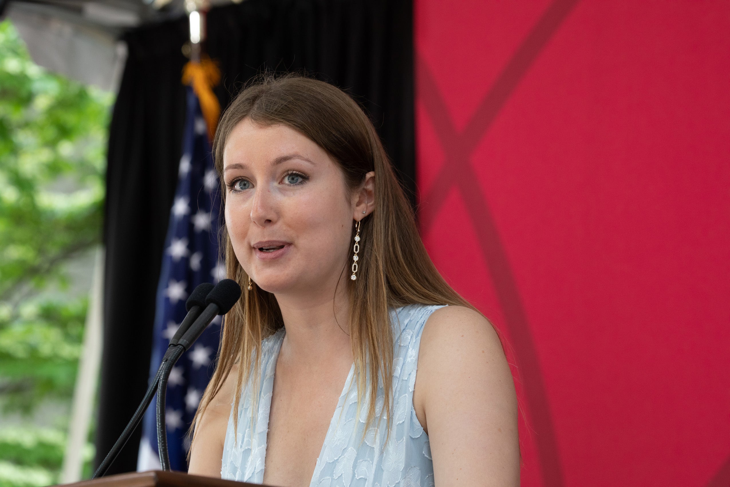 Liesbet van Acker speaking on stage