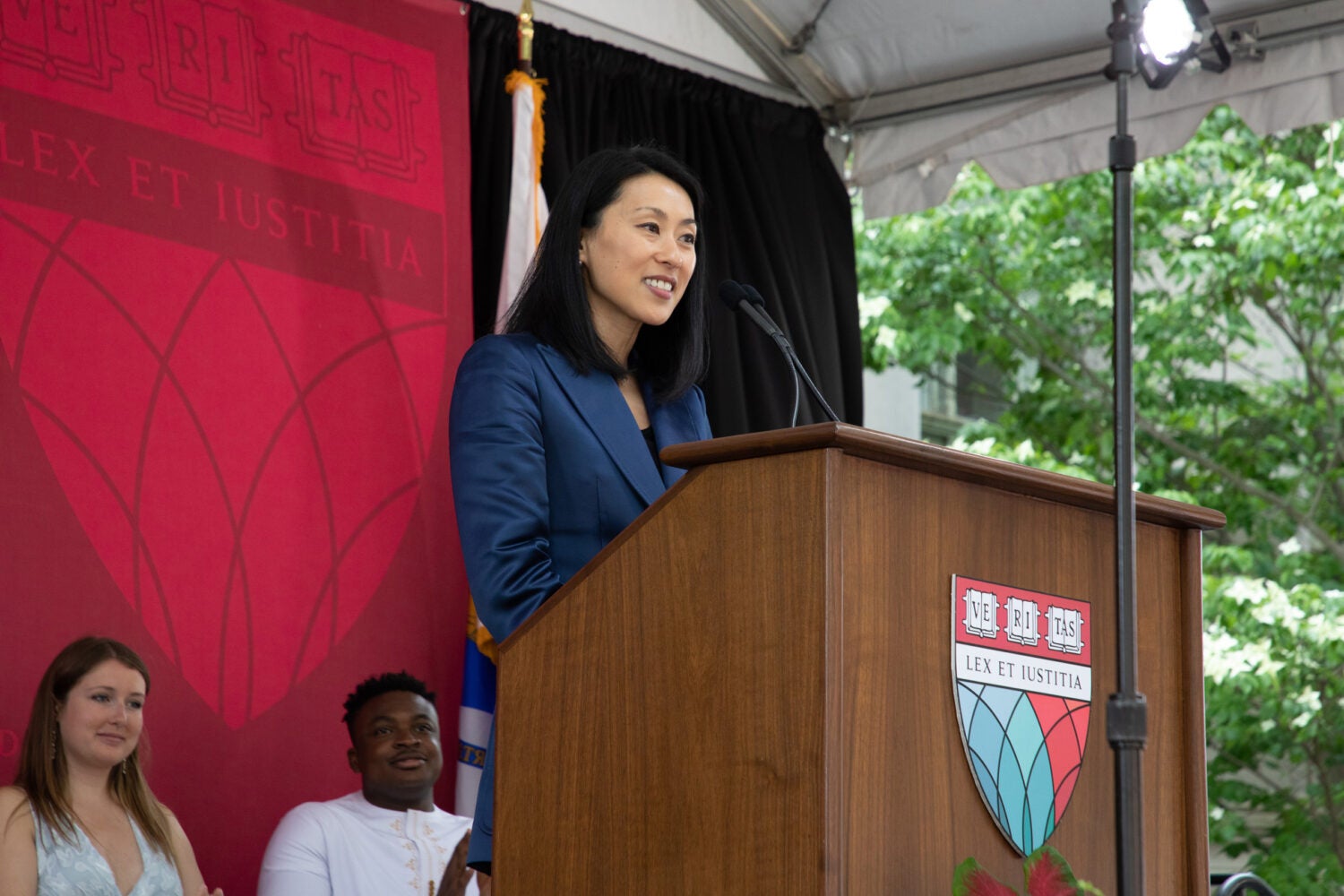 Crystal Yang accepts award at Class Day ceremony