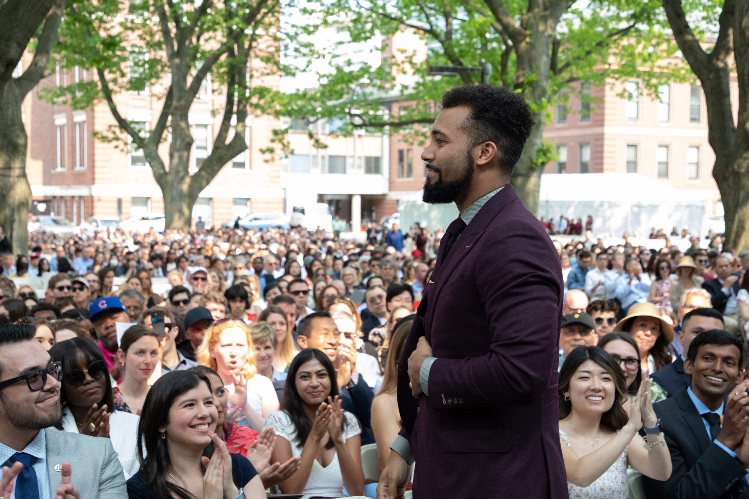 Ryan Gunderman stands in crowd during Class Day ceremony