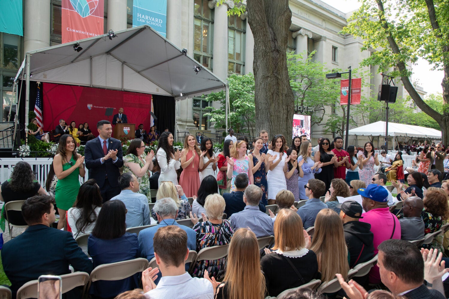 Award winners stand for applause during Class Day ceremony