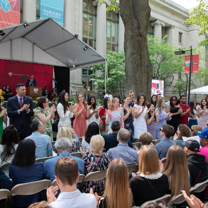Award winners stand for applause during Class Day ceremony