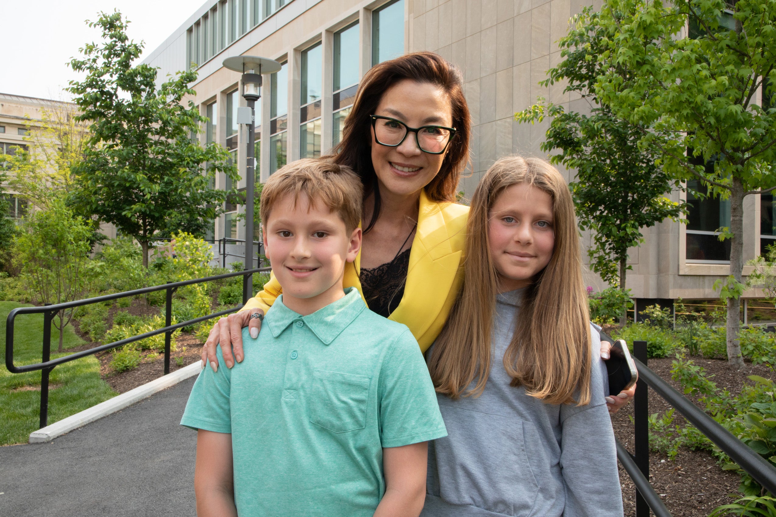 Michelle Yeoh with two children