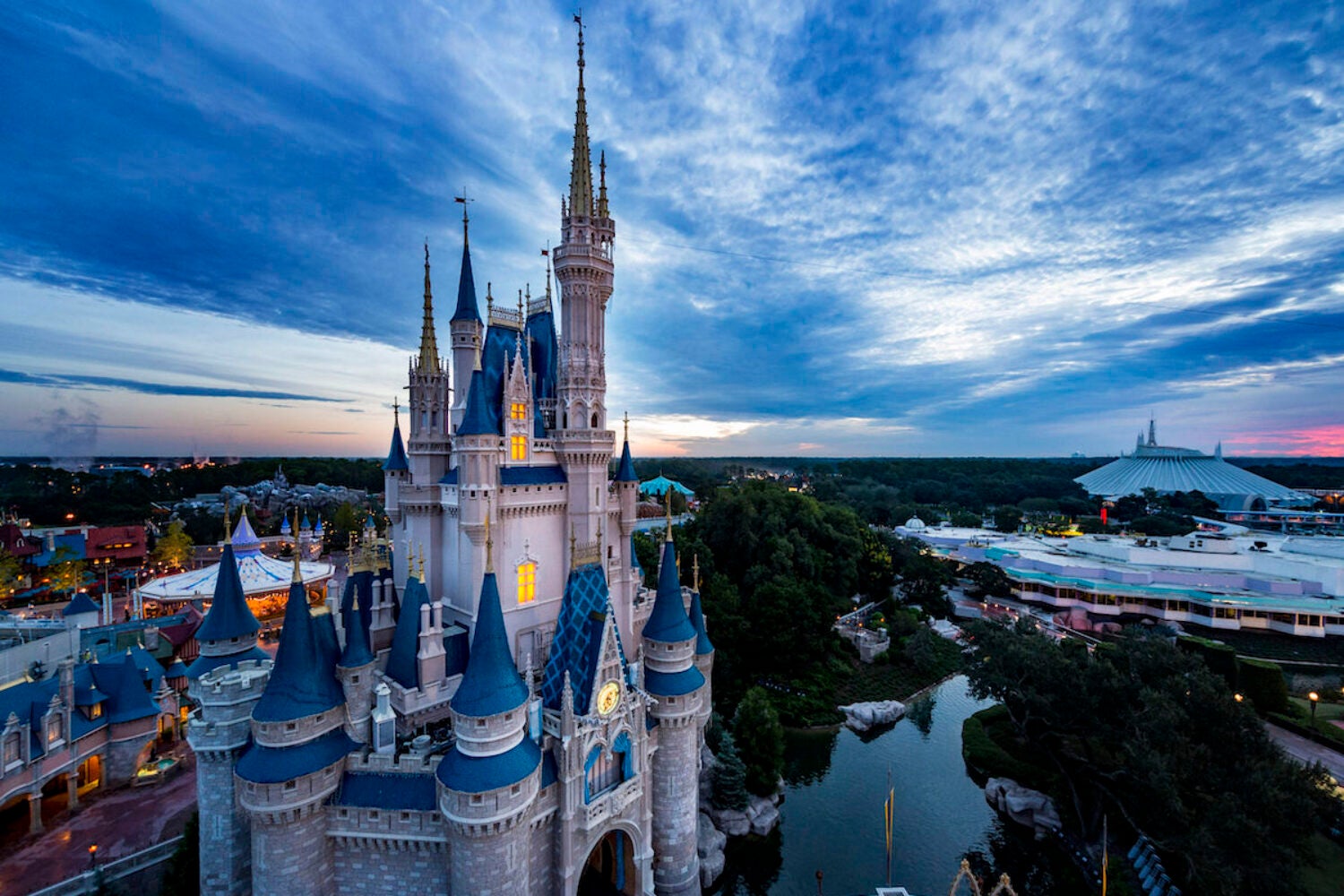 Disney World against the sunset