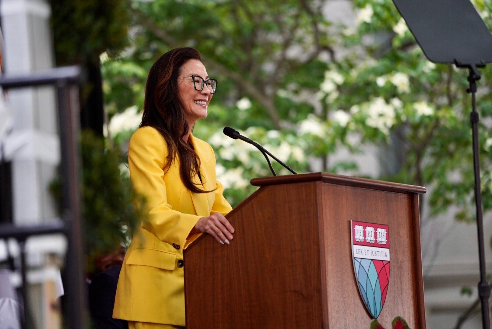 Michelle Yeoh addresses the Harvard Law School Class of 2023 Harvard