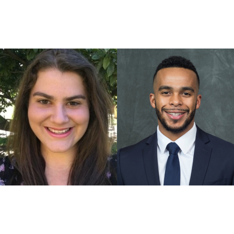 Valerie Gutmann and Austin Riddick's headshots