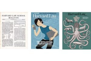 Three covers of Harvard Law Bulletin