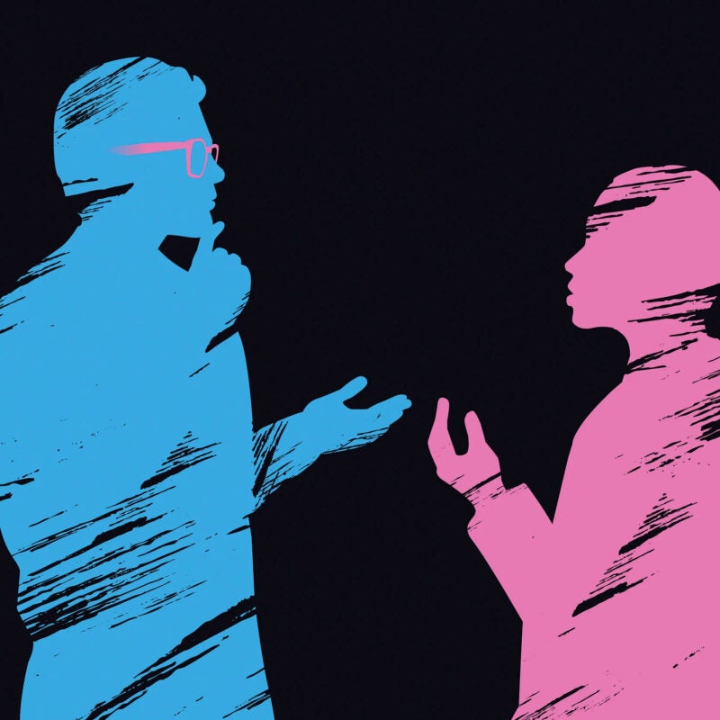 Illustration of two people talking.