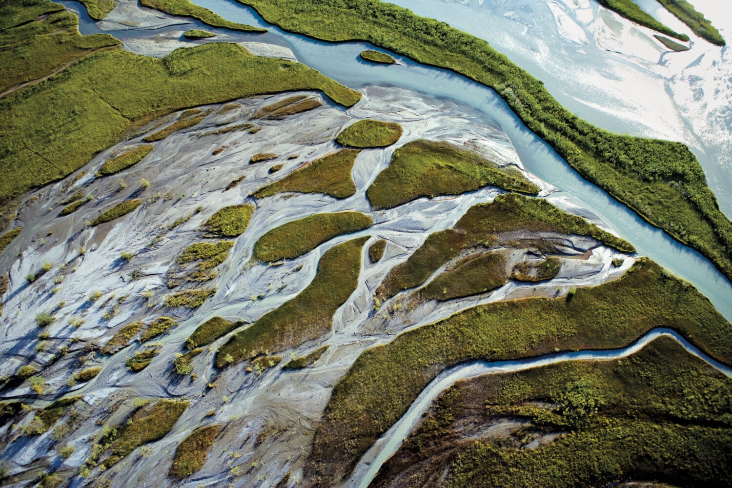 Aerial view of sand and rivers
