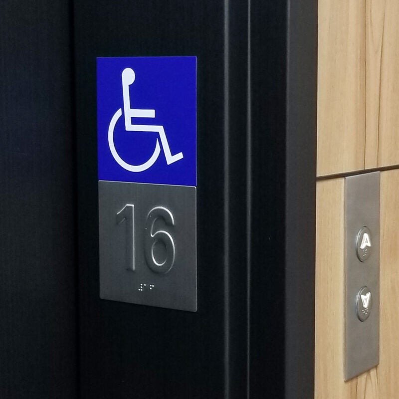Wheelchair lift sign.