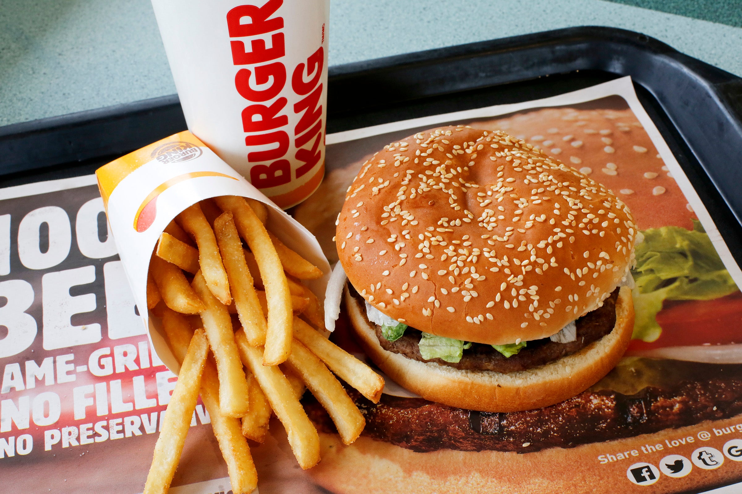 burger king hamburger with fries