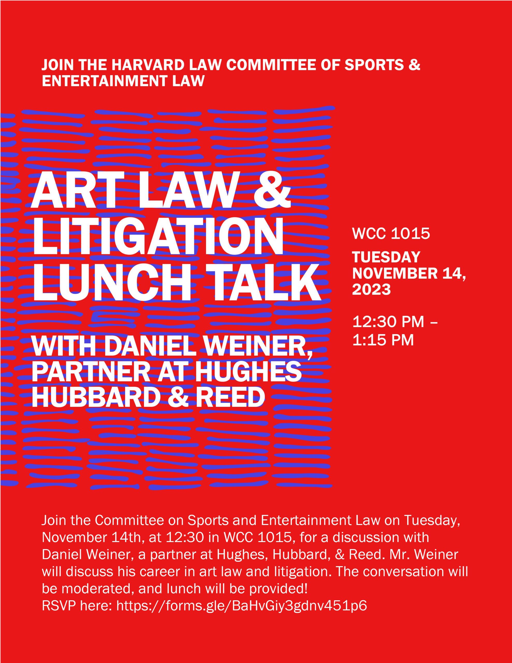 art law and litigation lunch talk poster