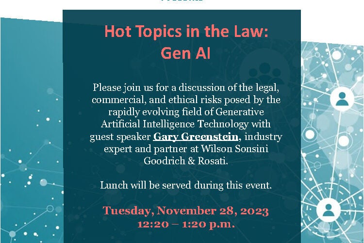 poster for Hot Topics in the Law: Gen AI