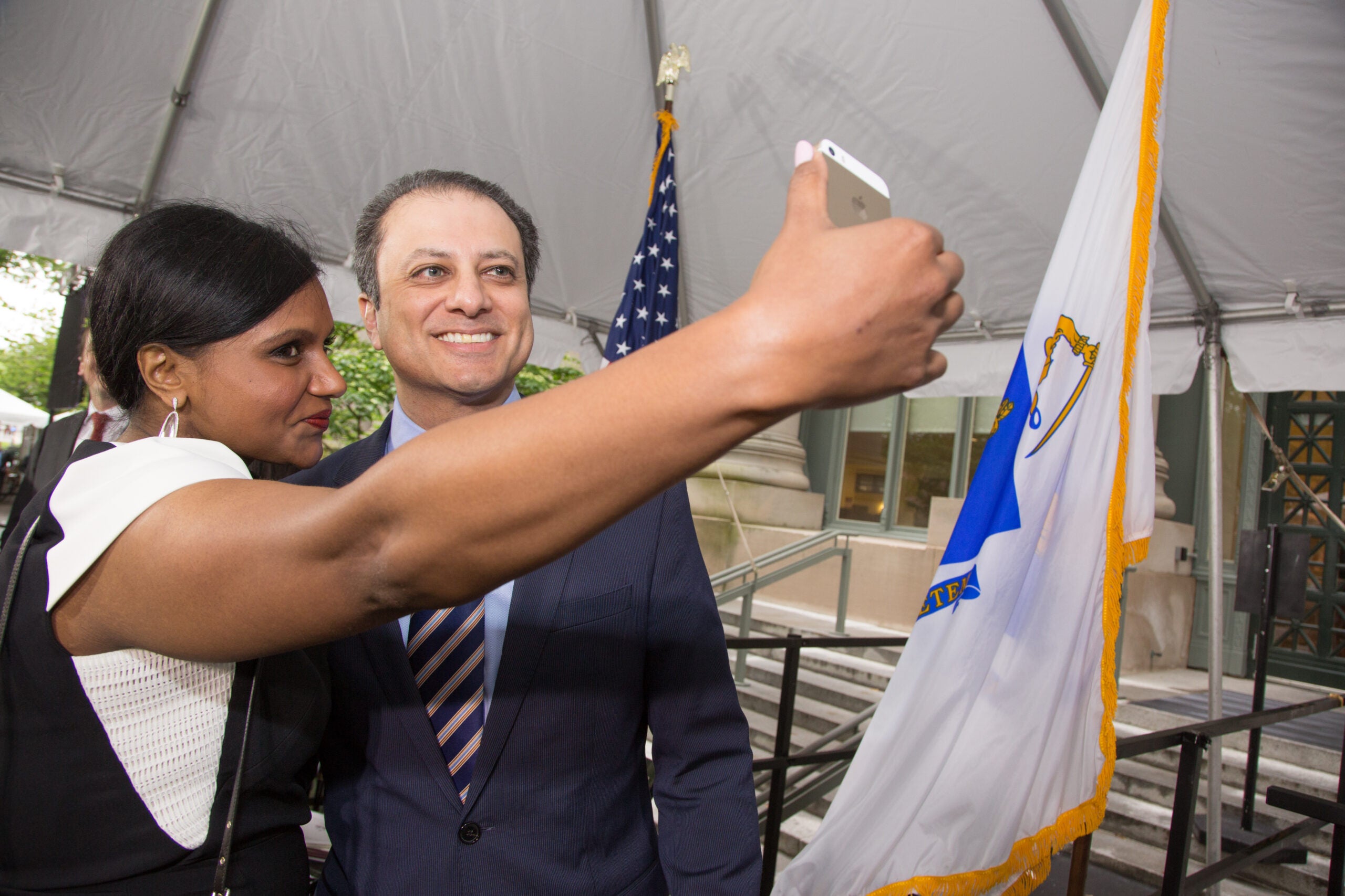 A man and a woman taking a selfie