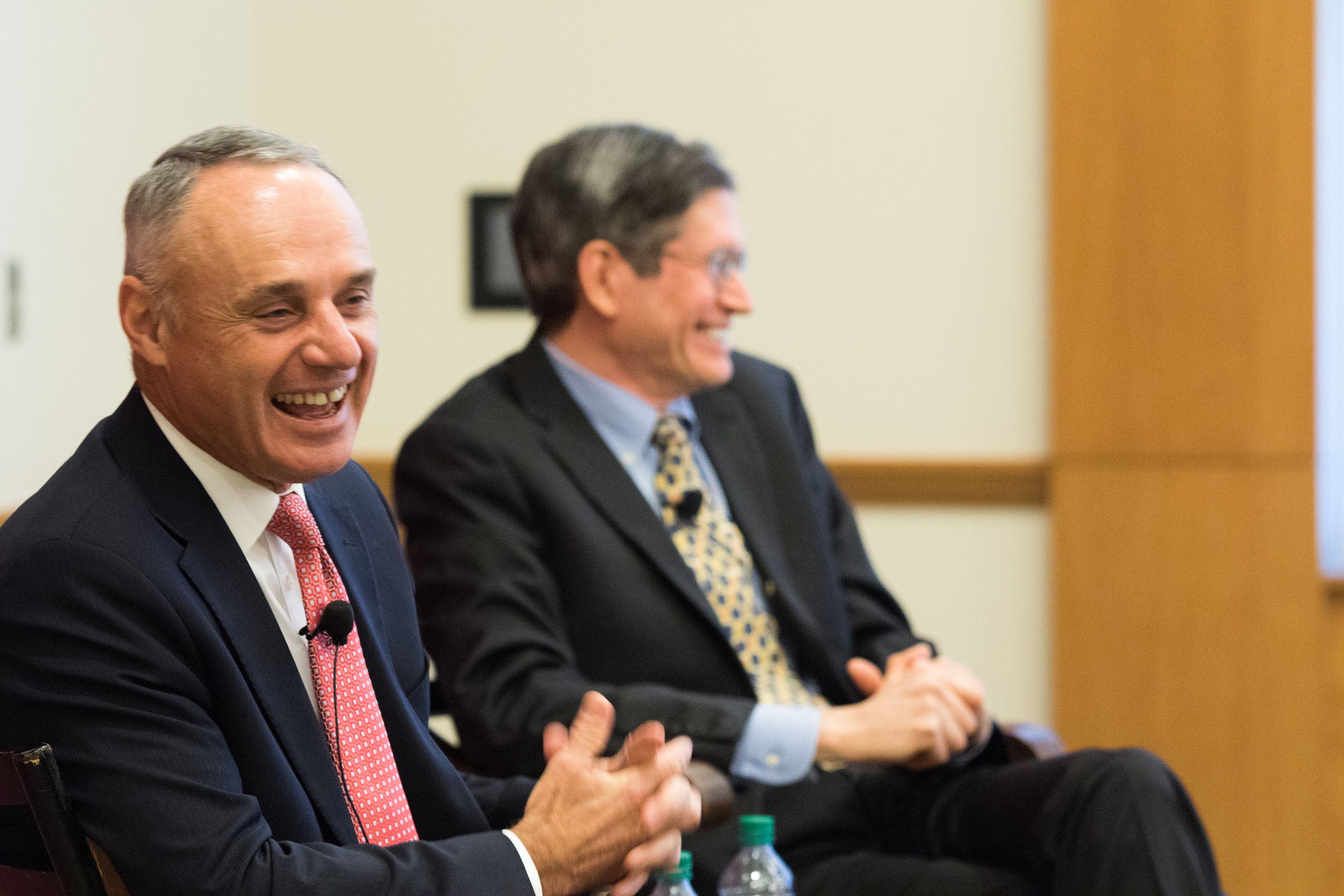 Rob Manfred and Michael Klarman at the front of the room
