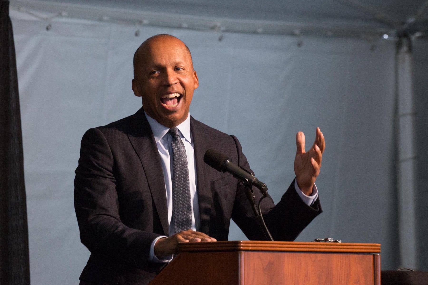 Bryan Stevenson speaking at a podium