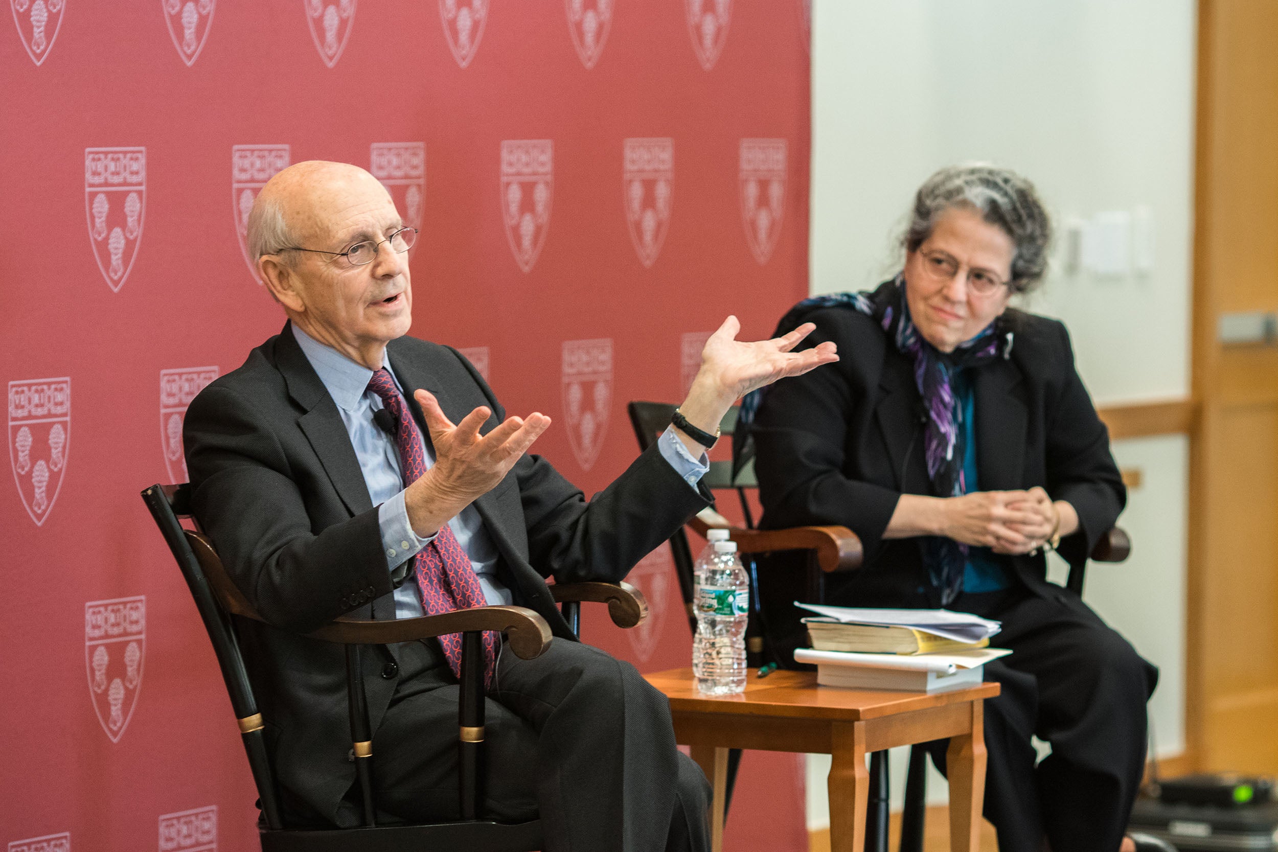 Stephen Breyer and Vicki Jackson in front of the room
