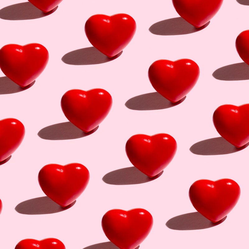 Hearts on a pink background.