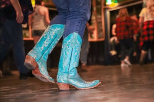 Close-up of cowboy boots.
