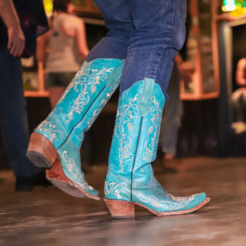 Close-up of cowboy boots.