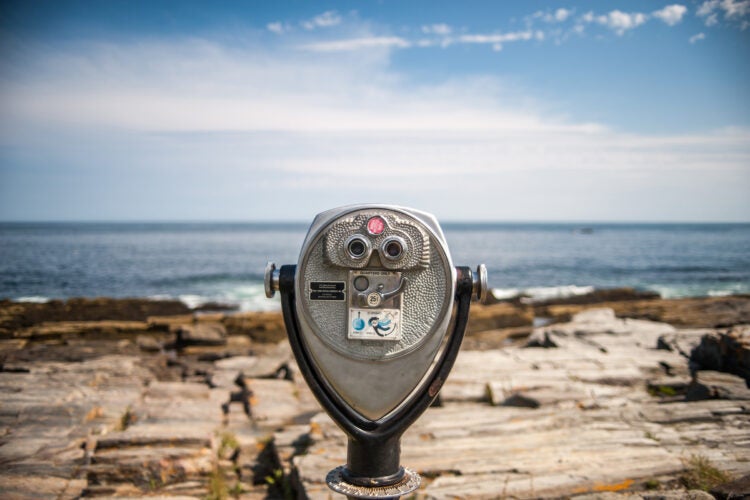 Viewing scope at beach.