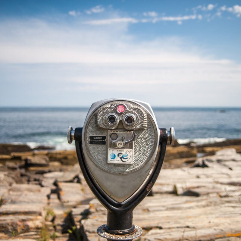 Viewing scope at beach.
