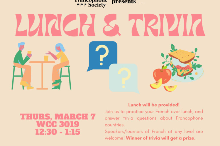 Image thumbnail for Lunch & Trivia with the Francophone Society