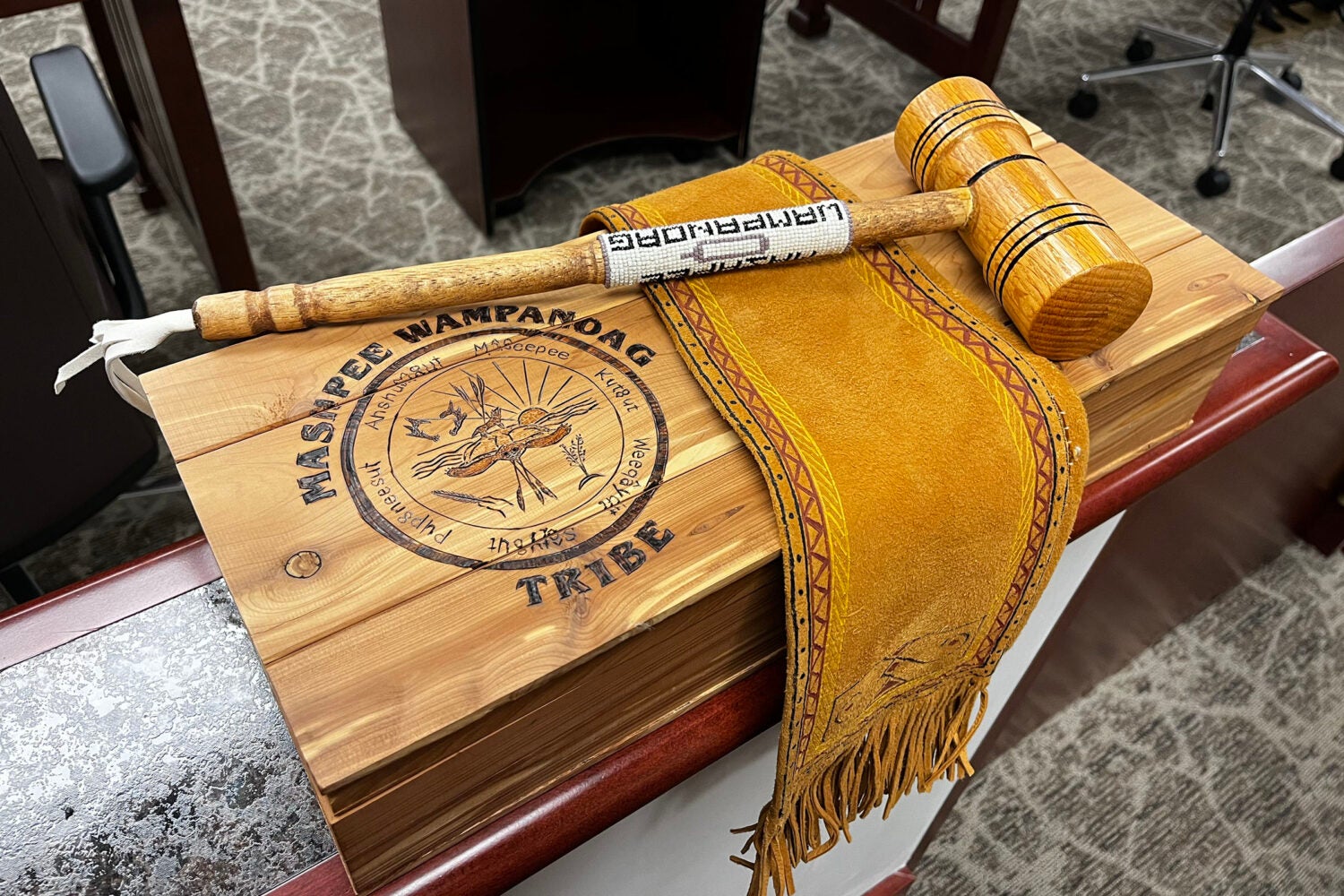 Gavel and sound block.