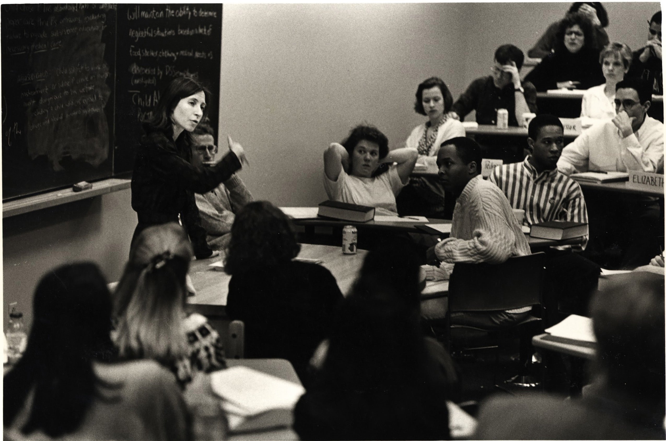 Martha Minow speaking to classroom at HLS