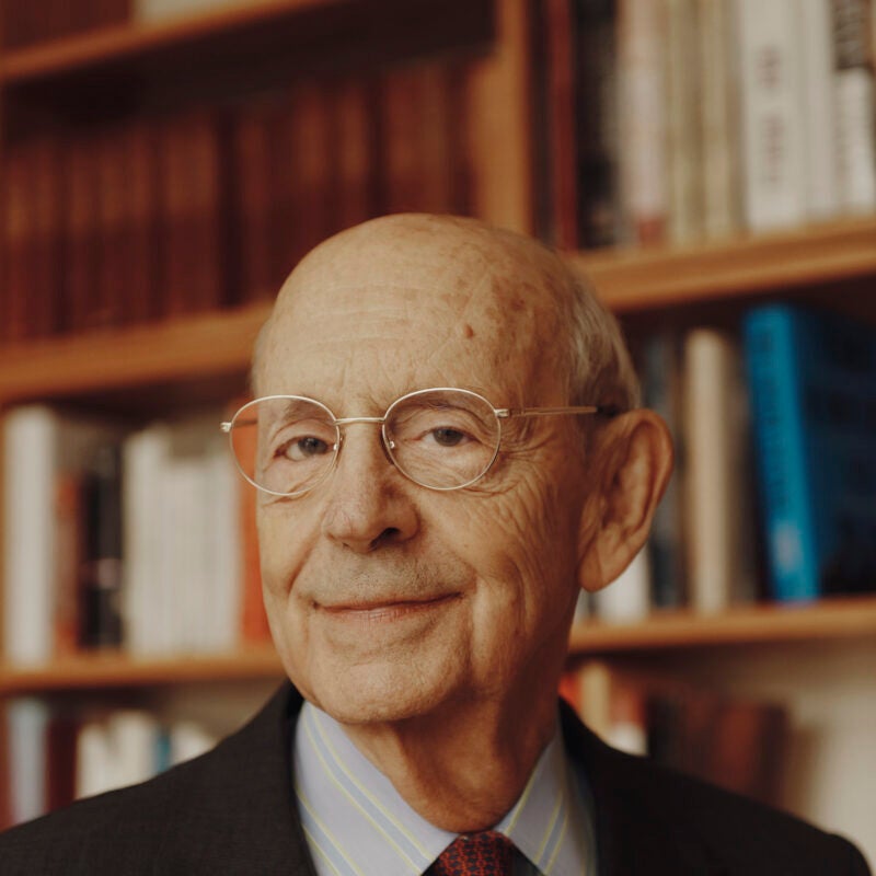 Headshot of Stephen Breyer in his office at Harvard Law School