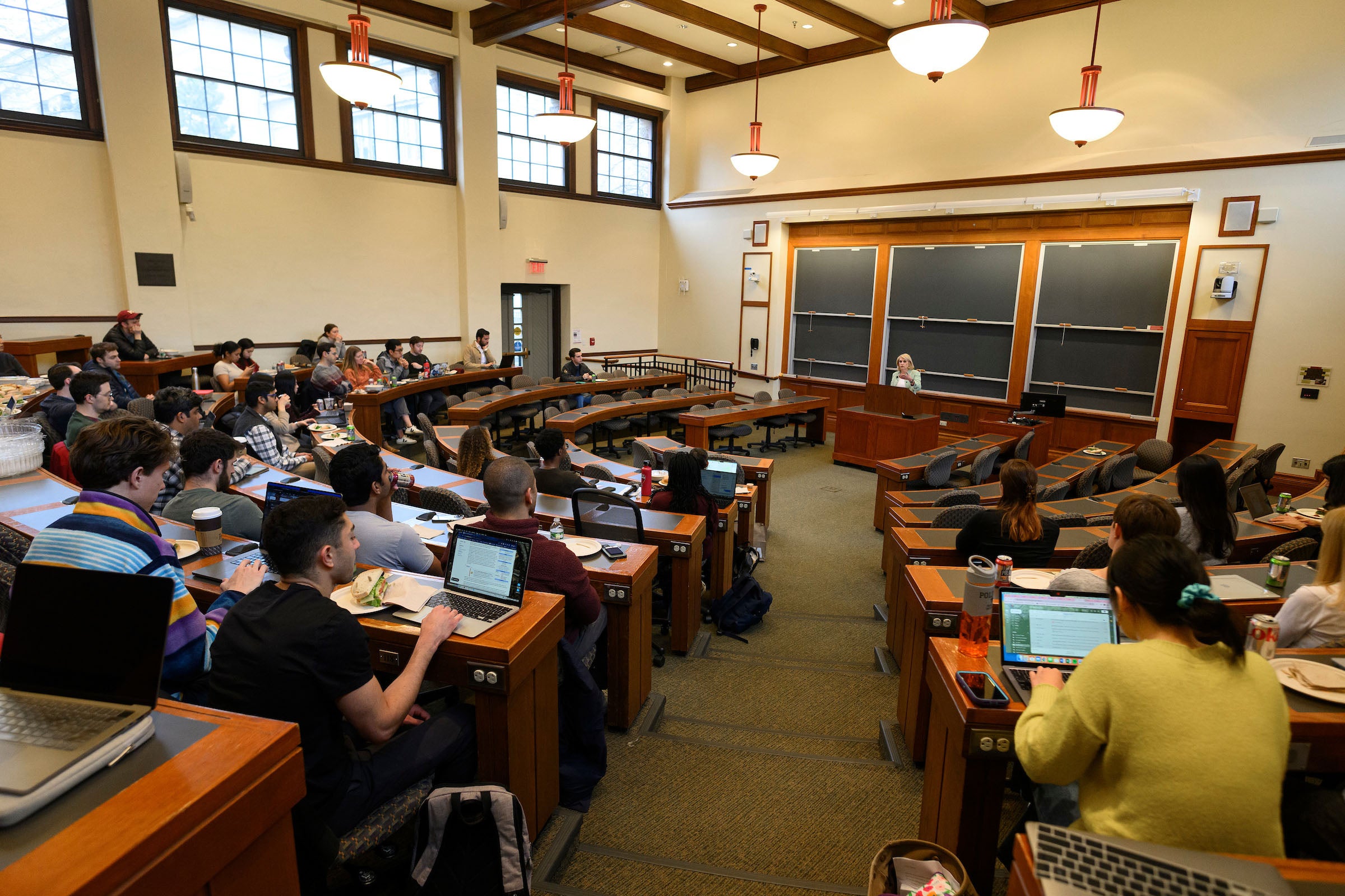 Wide shot of Sharon Block's last lecture.