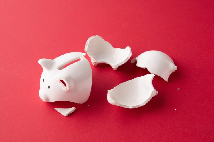 Broken piggy bank.