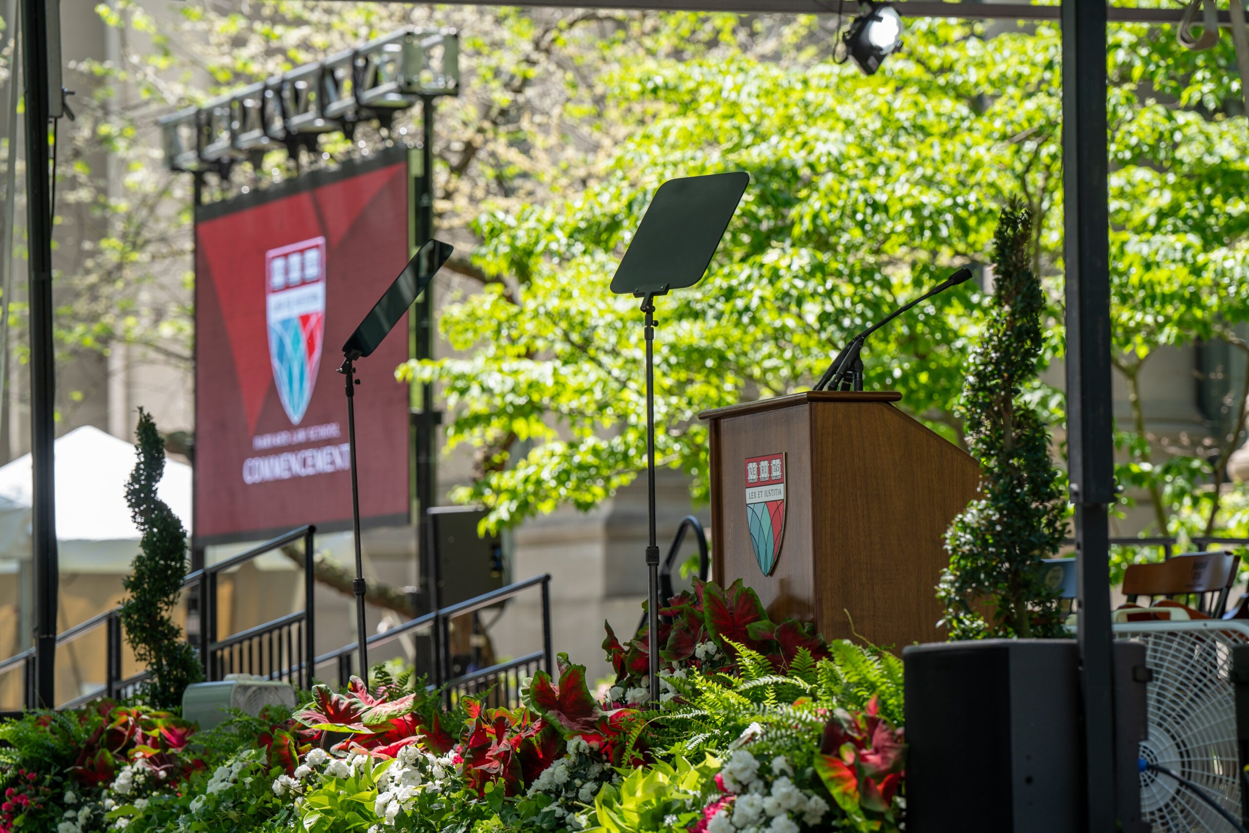 Empty stage before Class Day speeches