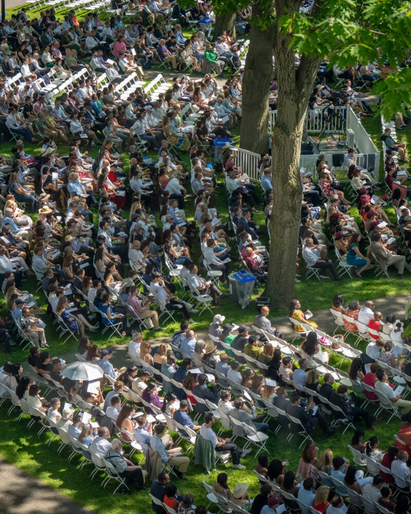 Overhead image of Class Day audience in Holmes Field