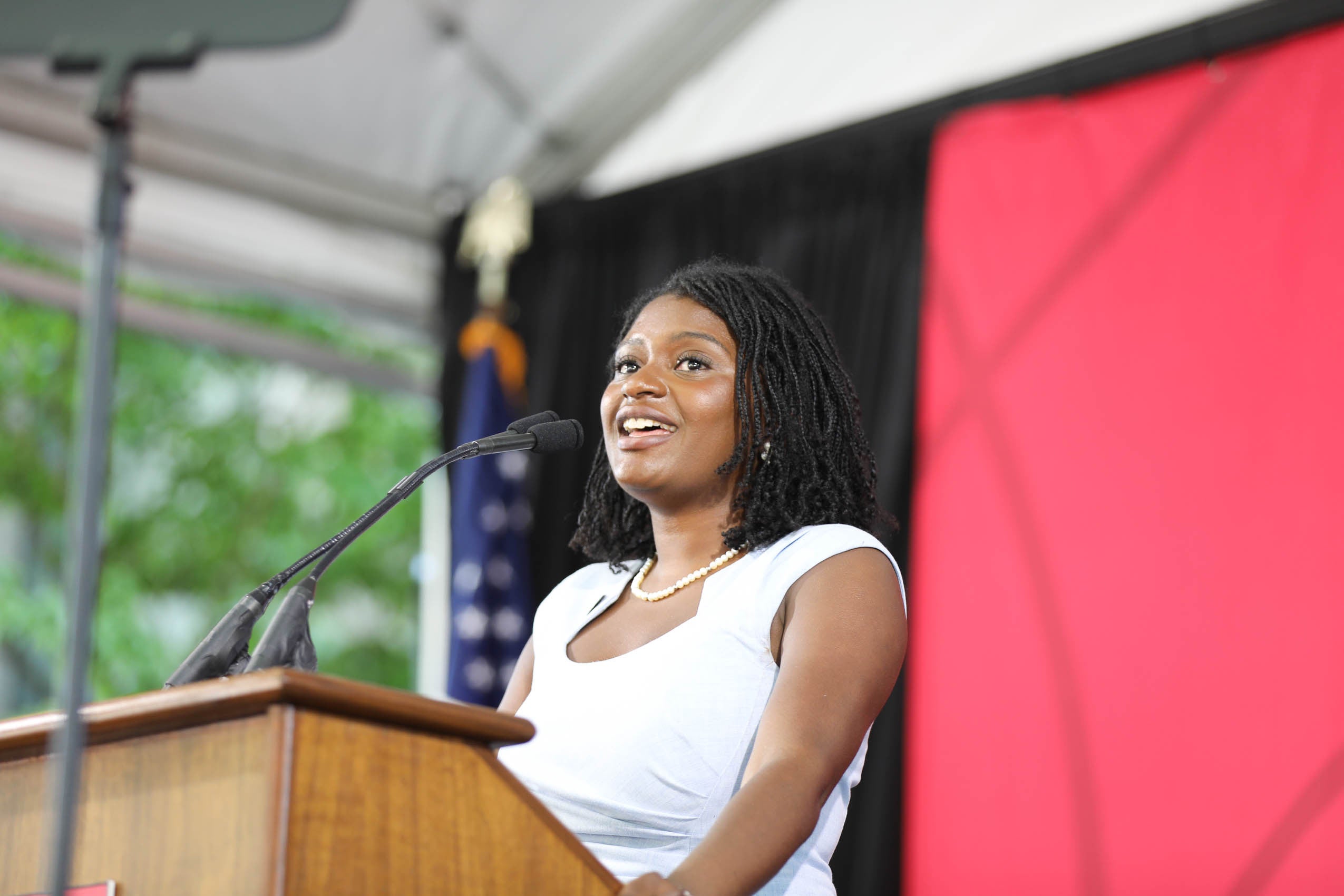 Someone speaking at a podium