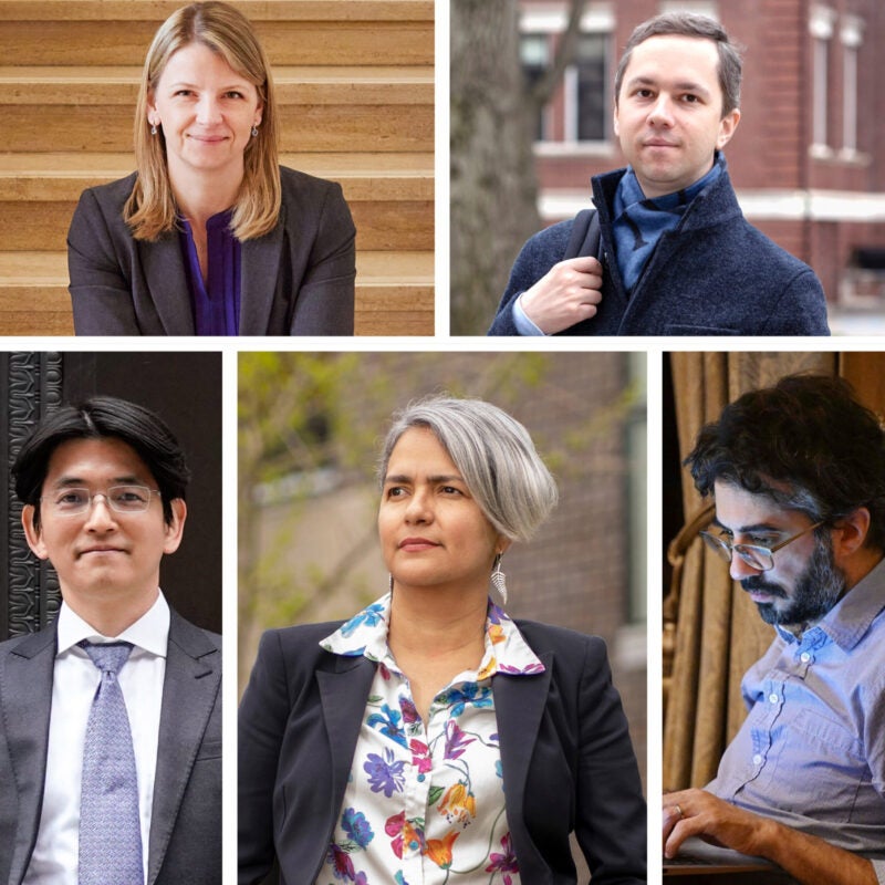 headshots of three woman and two men in a grid.